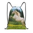 thumbnail image 1 of Kdxio Horse Rearing Up In The Field Print Drawstring Backpack Bag,Waterproof Draw String Back Sack, Gym Drawstring Bags Swim Bag For Unisex, 1 of 5