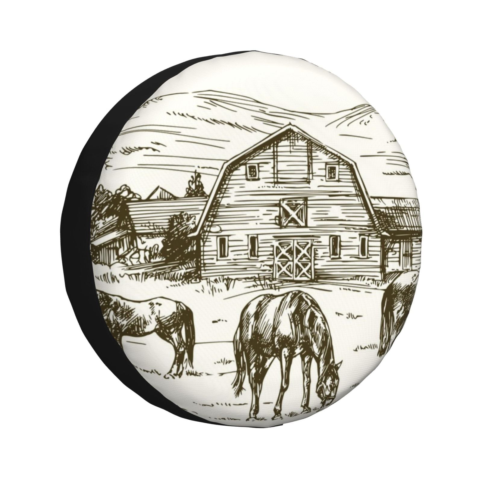 Kdxio Horses Grazing On Meadow for Tire Cover Wheel Protectors Tyre