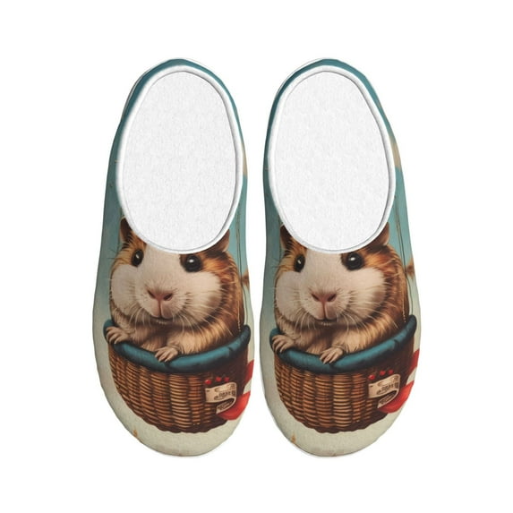 Kdxio Hot Air Balloon Guinea Pig Women's Men's Slippers Plush Slip-On House Slipper for Winter Indoor Soft Cushion Non-slip Fluffy Slides Slippers-46/47
