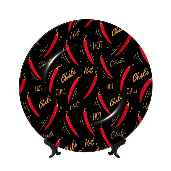 Kdxio Hot Chili Bone China Decorative Plate Ceramic Decorative Plate for Home Office Wall Stand Decorative Plates for Home Bedroom-7in