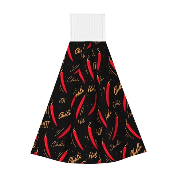 Kdxio Hot Chili Hand Towel with Loop Hanging Towel Absorbent Tie Towels for Kitchen Tea Bar Bathroom Decor