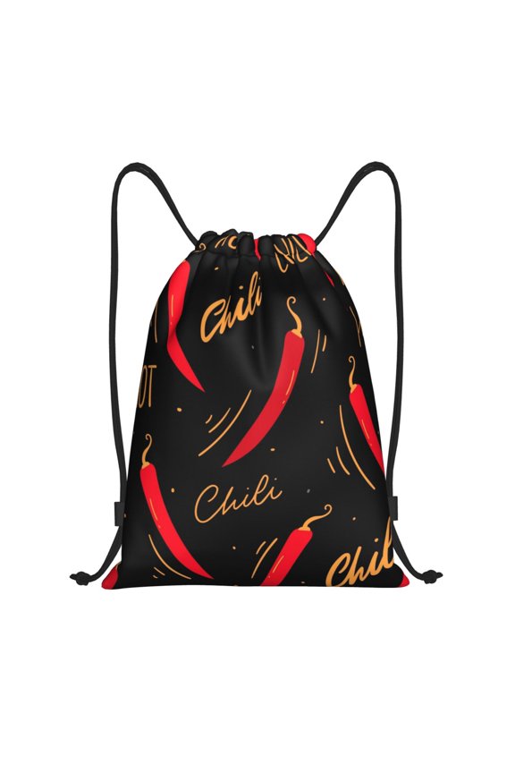 Hot Chili Print Drawstring Backpack Bag,Waterproof Draw String Back Sack, Gym Drawstring Bags Swim Bag For Unisex