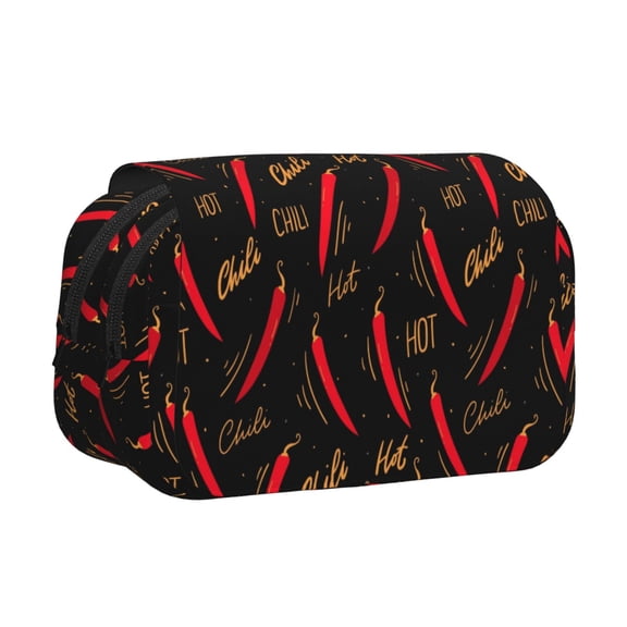 Kdxio Hot Chili for Double Compartment Pen Case Oxford Organizer with Zipper Pockets for Students Artists