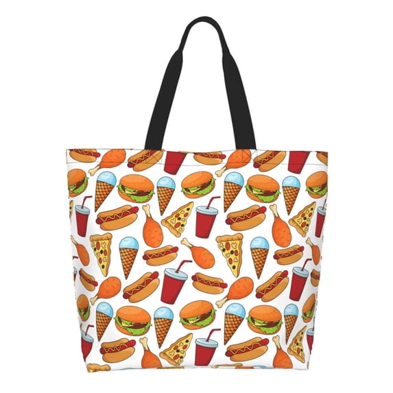 Kdxio Hot Dog Burger Casual Tote Bags Women Big Capacity Shoulder Bag for Women Travel Shoulder Bags Handbags