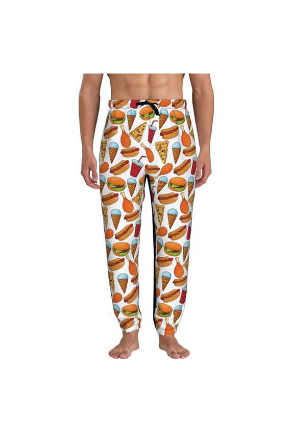 Hot Dog Burger Pattern Joggers,Sweatpants for Men with Pockets-Medium