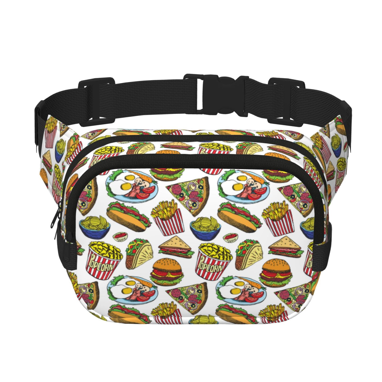 Kdxio Hot Dog With One Sausage Crossbody Double Layer Waist Bag Belt Bag for Unisex Fanny Pack Fashion Waist Packs for Hiking Running Shopping Traveling