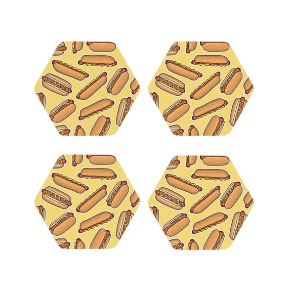 Kdxio Hot Dogs Funny Coasters,4 Pcs Leather Coasters,Housewarming Gifts,Protect Furniture From Water Marks Scratch And Damage