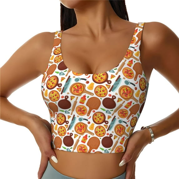 Kdxio Hot Fresh Pizza Print Workout Crop Tank Top for Women Racerback Yoga Tank Tops Athletic Sports Shirts Exercise Undershirts