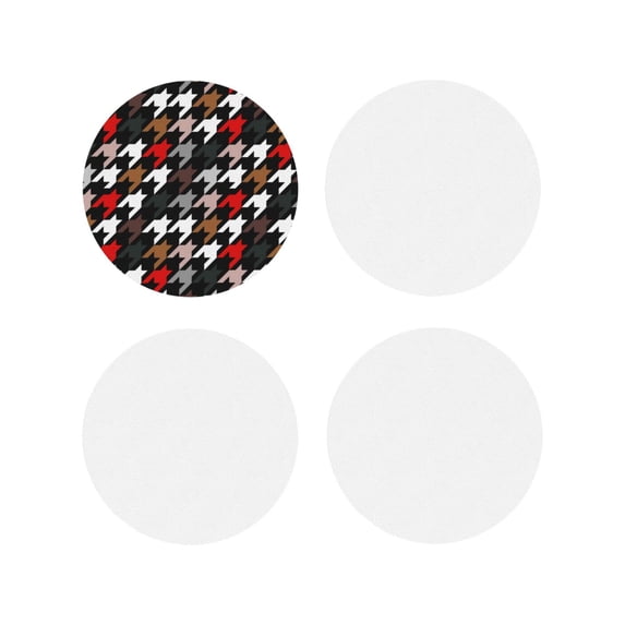 Kdxio Houndstooth Green Red Funny Coasters,4 Pcs Leather Coasters,Housewarming Gifts,Protect Furniture From Water Marks Scratch And Damage