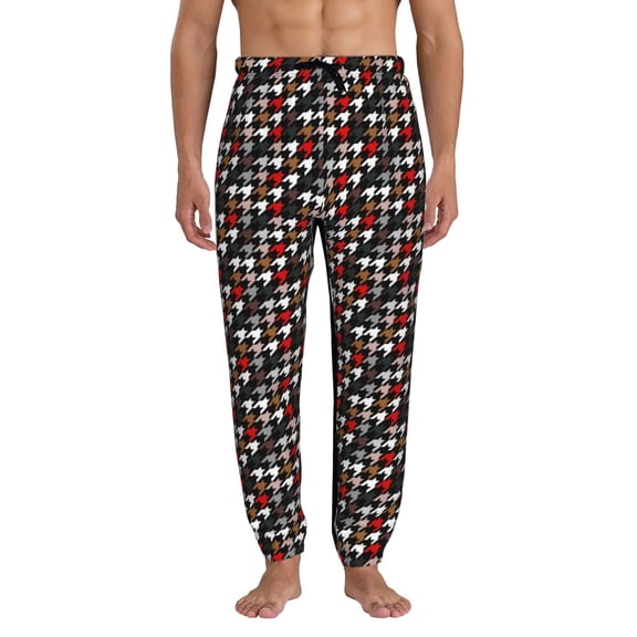 Kdxio Houndstooth Green Red Pattern Joggers,Sweatpants for Men with Pockets-3X-Large