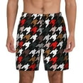 thumbnail image 1 of Kdxio Houndstooth Green Red Print Men'S Swim Trunks With Compression Liner 7 Inch Inseam Quick Dry Swim Shorts, 1 of 7