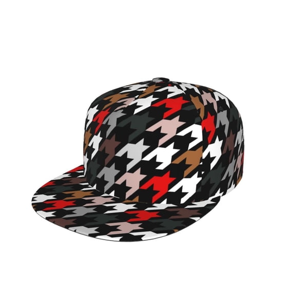 Kdxio Houndstooth Green Red Print Snapback Hat for Men Women,Adjustable Baseball Cap