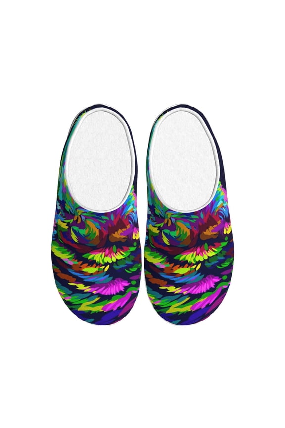 Howling Wolf Women's Men's Slippers Plush Slip-On House Slipper for Winter Indoor Soft Cushion Non-slip Fluffy Slides Slippers-13