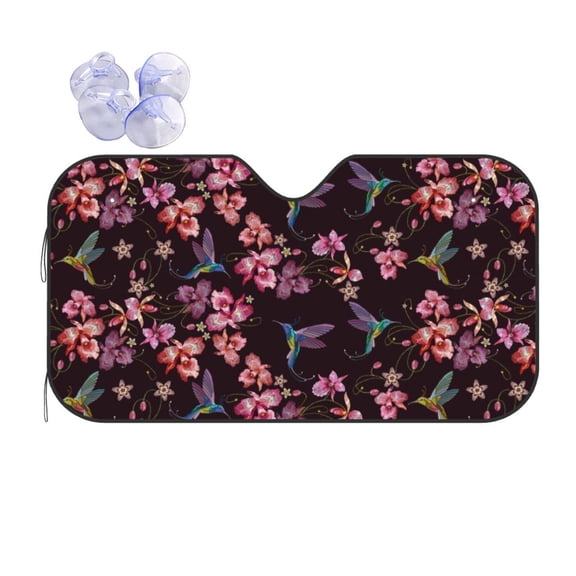 Kdxio Humming Bird And Tropical Print Front Windshield Sun Shade,Folding Auto Sunshade for Car Truck SUV-Small