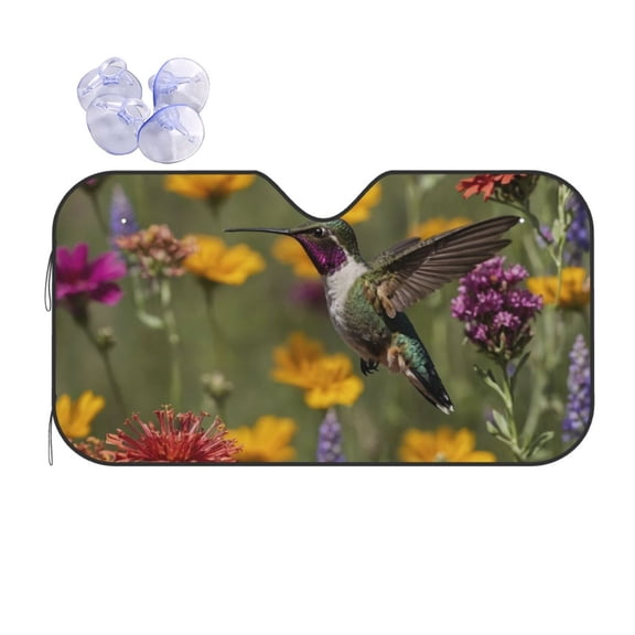 Kdxio Humming Bird Print Front Windshield Sun Shade,Folding Auto Sunshade for Car Truck SUV-Medium