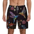 thumbnail image 1 of Kdxio Humming Bird Print Men'S Swim Trunks With Compression Liner 7 Inch Inseam Quick Dry Swim Shorts, 1 of 7