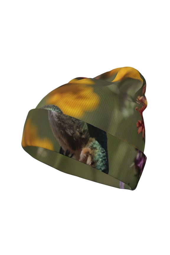 Humming Bird Winter Beanie for Men Women Beanie Knit Hat Cuffed Cap Beanie Knit Chunky Snow Cap