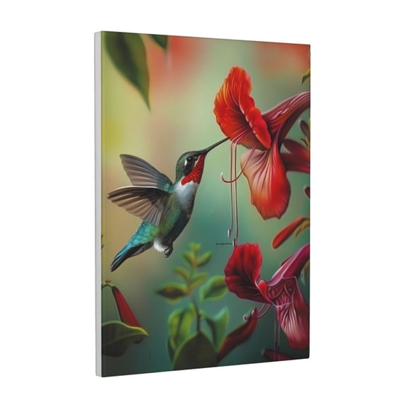 Kdxio Hummingbird Floral Paradise Pattern Canvas Wall Art 12x16 Inches - Waterproof HD Print Solid Wood Frame for Living Room & Bathroom,Vertical