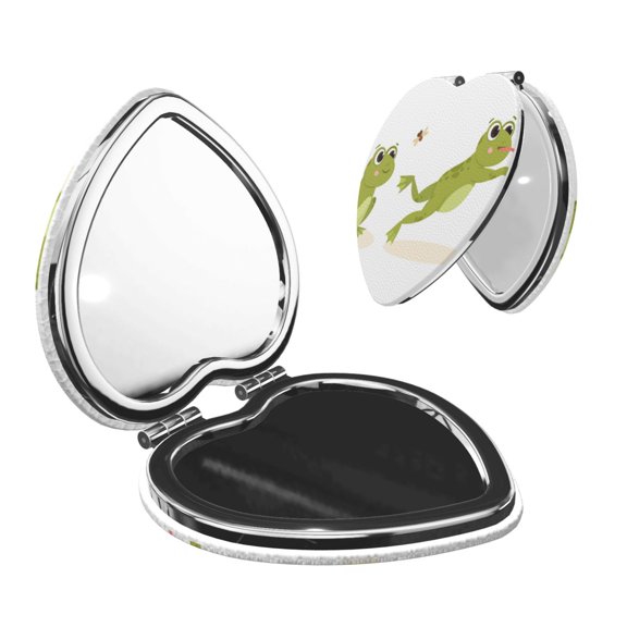 Kdxio Hunting Frog Pocket Mirror, 1X/2X Travel Makeup Mirror 2-Sided Folding Small Mirror Portable Double-Sided Magnifying Cosmetic Mirror for Gift-Heart Shape