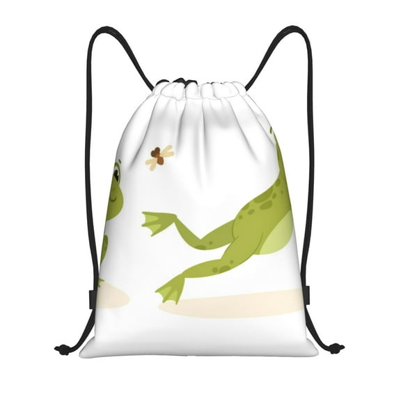 Kdxio Hunting Frog Print Drawstring Backpack Bag,Waterproof Draw String Back Sack, Gym Drawstring Bags Swim Bag For Unisex