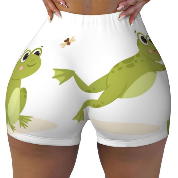 Kdxio Hunting Frog Print Workout Shorts for Women Seamless Soft Smooth Gym Yoga Scrunch Active Shorts