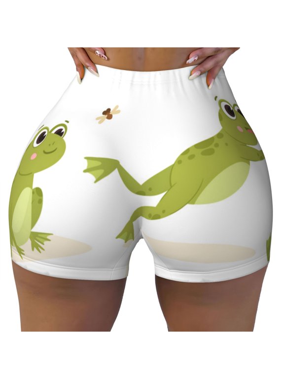 Hunting Frog Print Workout Shorts for Women Seamless Soft Smooth Gym Yoga Scrunch Active Shorts