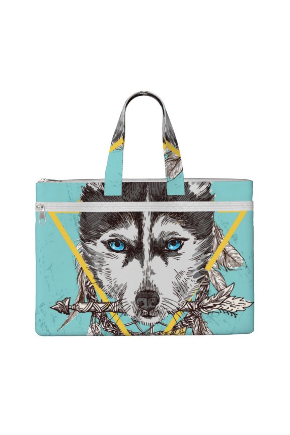 Husky With Dreamcatcher File Tote Document Bag Business Briefcase Bag Document Organizer Tote Briefcase for Letter A4 Files Business Teacher Office Bag