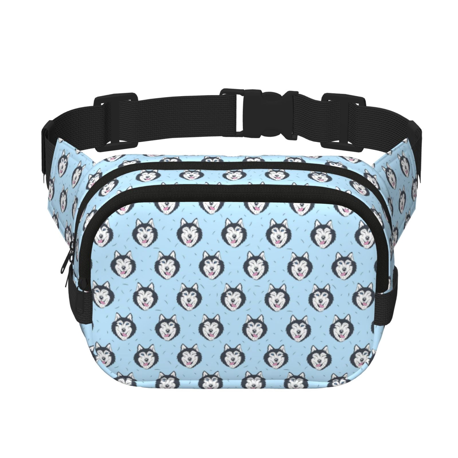 Kdxio Husky Head Crossbody Double Layer Waist Bag Belt Bag for Unisex Fanny Pack Fashion Waist Packs for Hiking Running Shopping Traveling