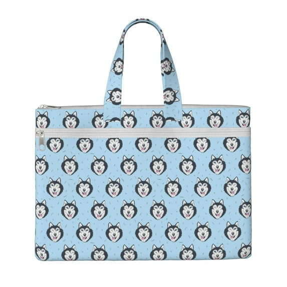 Kdxio Husky Head File Tote Document Bag Business Briefcase Bag Document Organizer Tote Briefcase for Letter A4 Files Business Teacher Office Bag