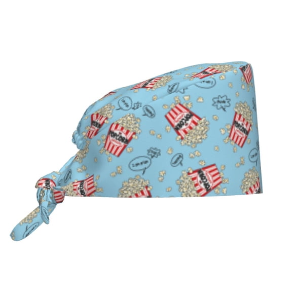 Kdxio I Am A Fan Popcorn Pattern Turban Hat for Women Men Comfortable Adjustable Cleaning Working Cap with Sweatband