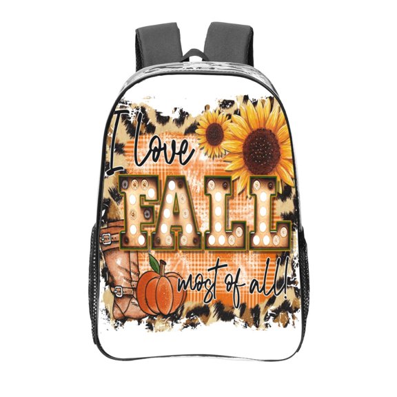 Kdxio I Love Fall Most Of All Clear Backpack, Transparent Bookbag for School for Women Men, Capacity Clear Bag for College, Travel