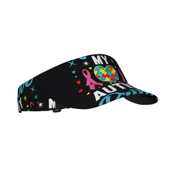 Kdxio I Love My Autism Print Sun Visor Hat Golf Visor Adjustable Velcro Outdoor Sports Cap for Men Women