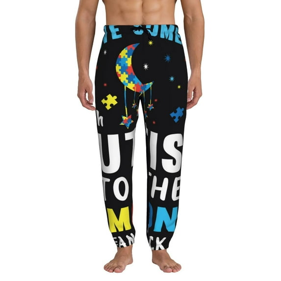 Kdxio I Love With Autism To The Moon And Back Pattern Joggers,Sweatpants for Men with Pockets-Medium