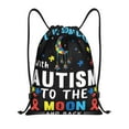thumbnail image 1 of Kdxio I Love With Autism To The Moon And Back Print Drawstring Backpack Bag,Waterproof Draw String Back Sack, Gym Drawstring Bags Swim Bag For Unisex, 1 of 5