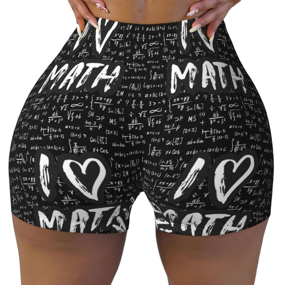 Kdxio I love Math Print Workout Shorts for Women Seamless Soft Smooth Gym Yoga Scrunch Active Shorts