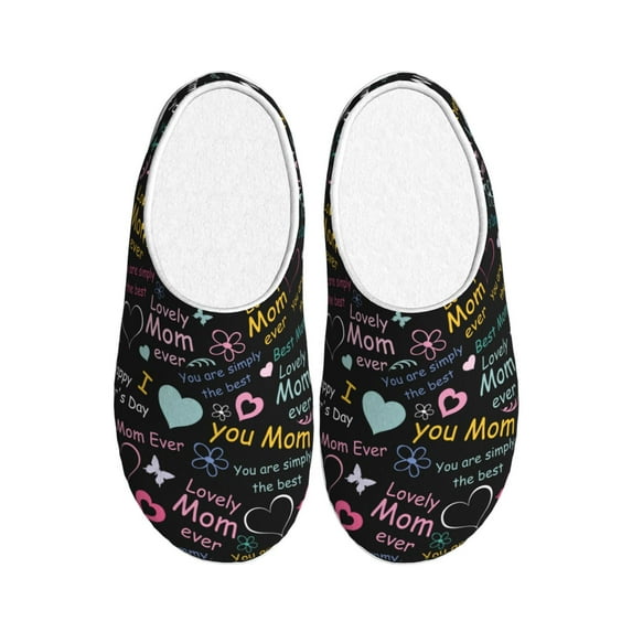 Kdxio I love you Mom Women's Men's Slippers Plush Slip-On House Slipper for Winter Indoor Soft Cushion Non-slip Fluffy Slides Slippers-11