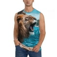 thumbnail image 1 of Kdxio Ice Blue Coastal Lion for Men's Muscle T-shirt,Sleeveless for Workout Running Athletic Gym Lounge Casual, 1 of 5