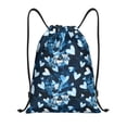 thumbnail image 1 of Kdxio Ice Blue Heart Print Drawstring Backpack Bag,Waterproof Draw String Back Sack, Gym Drawstring Bags Swim Bag For Unisex, 1 of 5