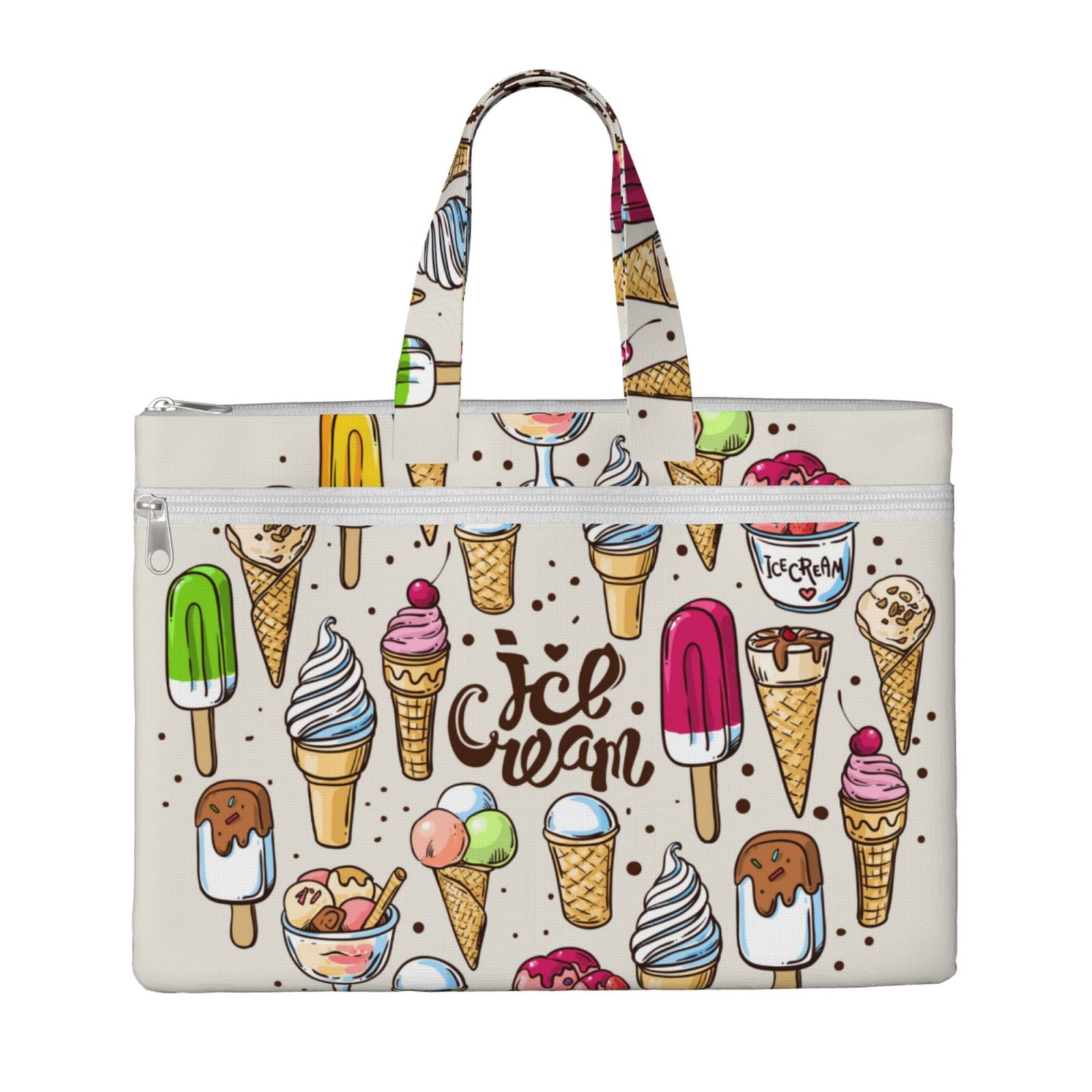 Kdxio Ice Cream File Tote Document Bag Business Briefcase Bag Document Organizer Tote Briefcase for Letter A4 Files Business Teacher Office Bag