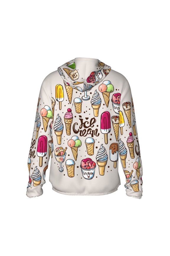Ice Cream Print Women Men Sun Protection UPF 50+ Jackets Zip Up Long Sleeve Hoodie Hiking Lightweight with Pockets