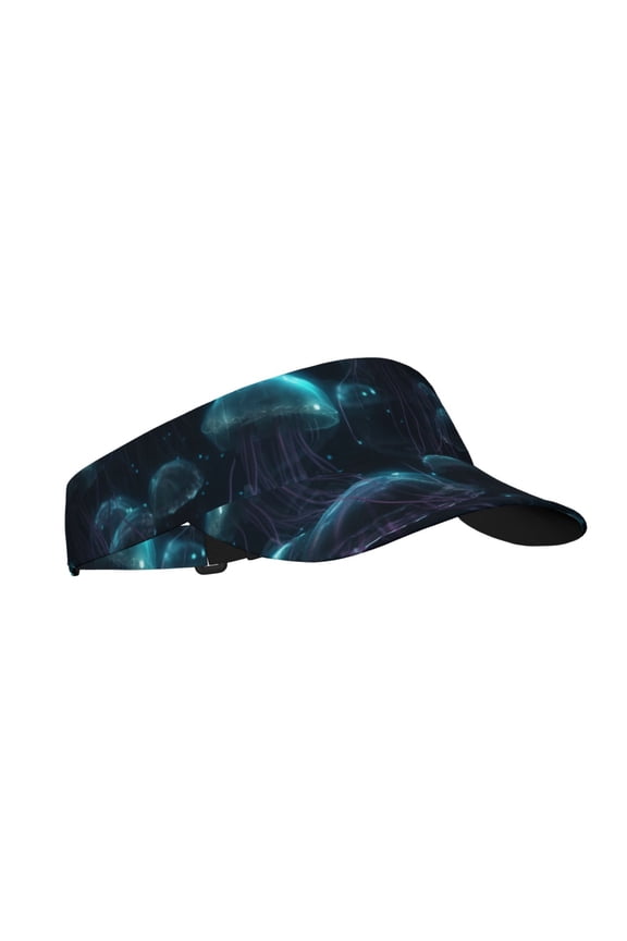 Ice blue light spot jellyfish Print Sun Visor Hat Golf Visor Adjustable Velcro Outdoor Sports Cap for Men Women