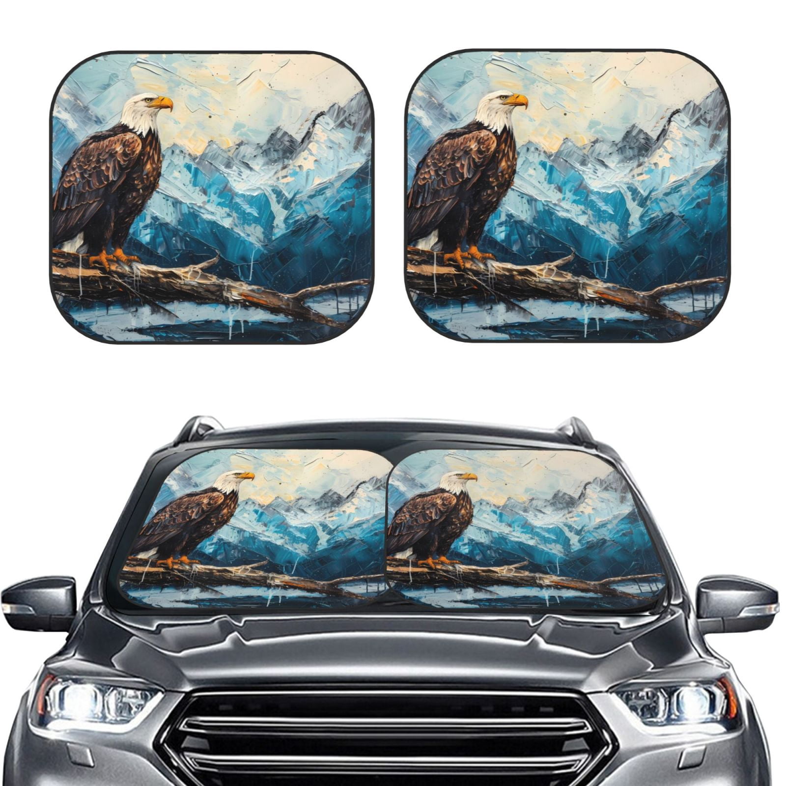 Eagle Black Pattern Print Car Sun Shade