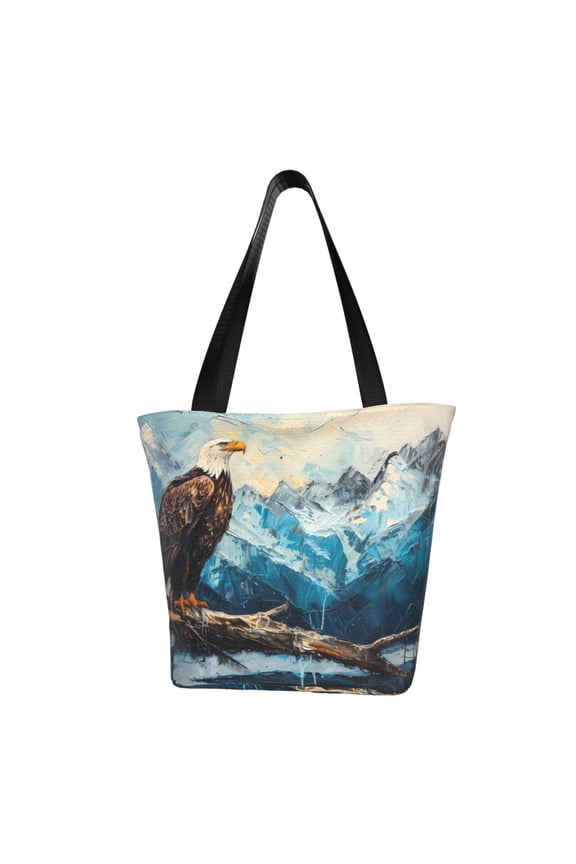 Iceberg Bald Eagle Women Reusable Grocery Bags Foldable Ripstop,Reusable Shopping Bags for Shopping,Gym,Gift