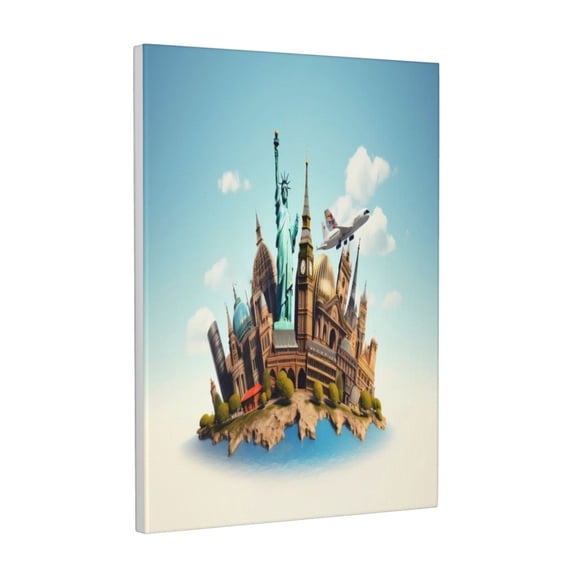 Kdxio Iconic Global Landmarks Pattern Canvas Wall Art 12x16 Inches - Waterproof HD Print Solid Wood Frame for Living Room & Bathroom,Vertical