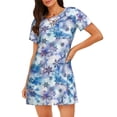 thumbnail image 1 of Kdxio Icy Blue Snowflakes Pattern Womens Short Sleeve Sleepshirt Scoopneck Cute Nightdress Ruffle Comfy Nightgown, 1 of 6