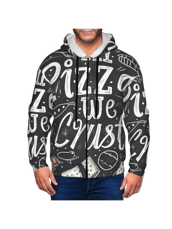 In Pizza We Crust Art Print Men Hoodies Casual Hoodies for Men with Zip Pockets Full Zip Long Sleeve Sweatshirt Sports Hooded Jacket-X-Large