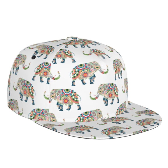 Kdxio Indian Elephant Print Snapback Hat for Men Women,Adjustable Baseball Cap