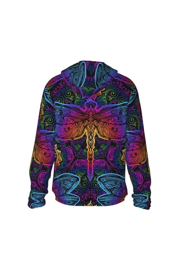 Indian Mandalas Dragonfly Print Women Men Sun Protection UPF 50+ Jackets Zip Up Long Sleeve Hoodie Hiking Lightweight with Pockets