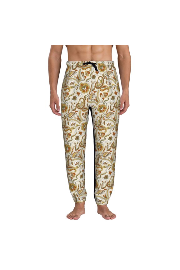 Indian Paisley Pattern Joggers,Sweatpants for Men with Pockets-Small