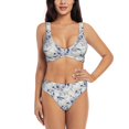 thumbnail image 1 of Kdxio Indigo Tie Dye Print Women's 2 Piece High Waisted Wrap Spaghetti Strap Summer Swimsuit Bikini Set-Small, 1 of 5
